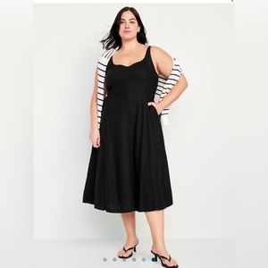 NWT Old Navy Fit and Flare Sleeveless Linen Blend Midi Dress in XL